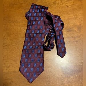 XMI Expressly for Peter’s Burgundy Blue All Silk Imported Italy Hand Made Tie